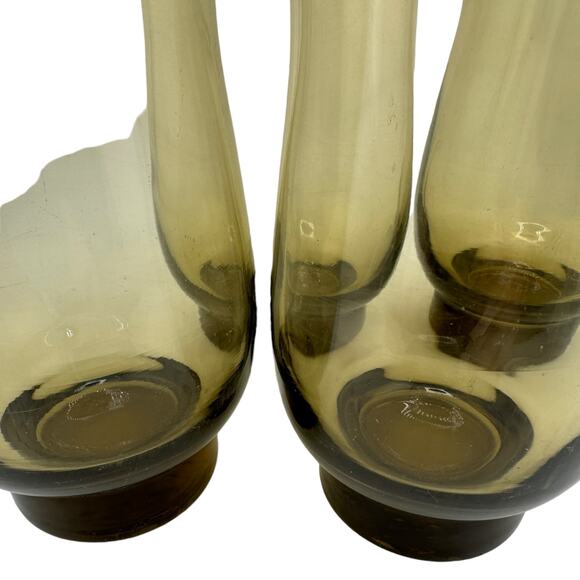 Vintage Dominion Glass Smoky Brown Tulip Drinking Glasses Set of 4 - Picture 3 of 3